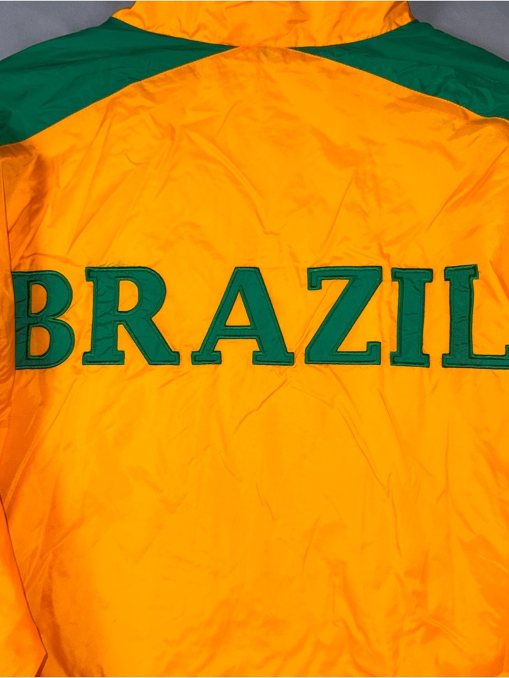 Vintage Brazil Jacket Mens Medium Yellow Soccer France 98 World Cup Adidas 90s - Picture 10 of 12